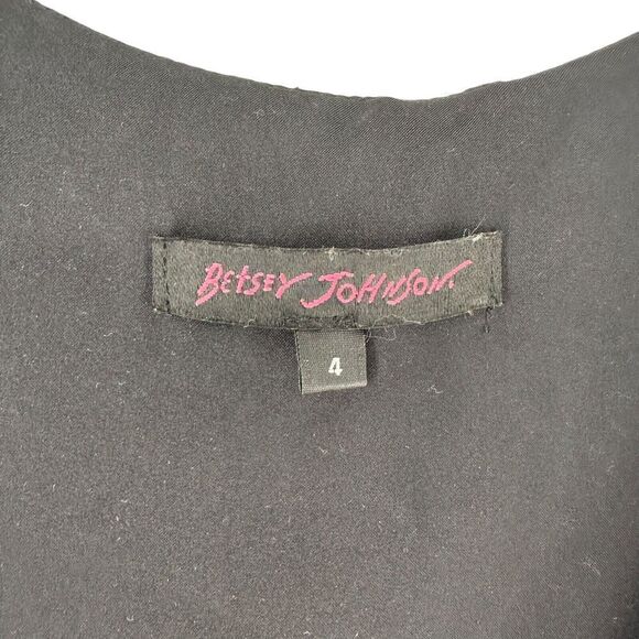 Betsey Johnson Vintage Dress Black Sleeveless Lace A Line Silk Bow Size 4 - Picture 5 of 10